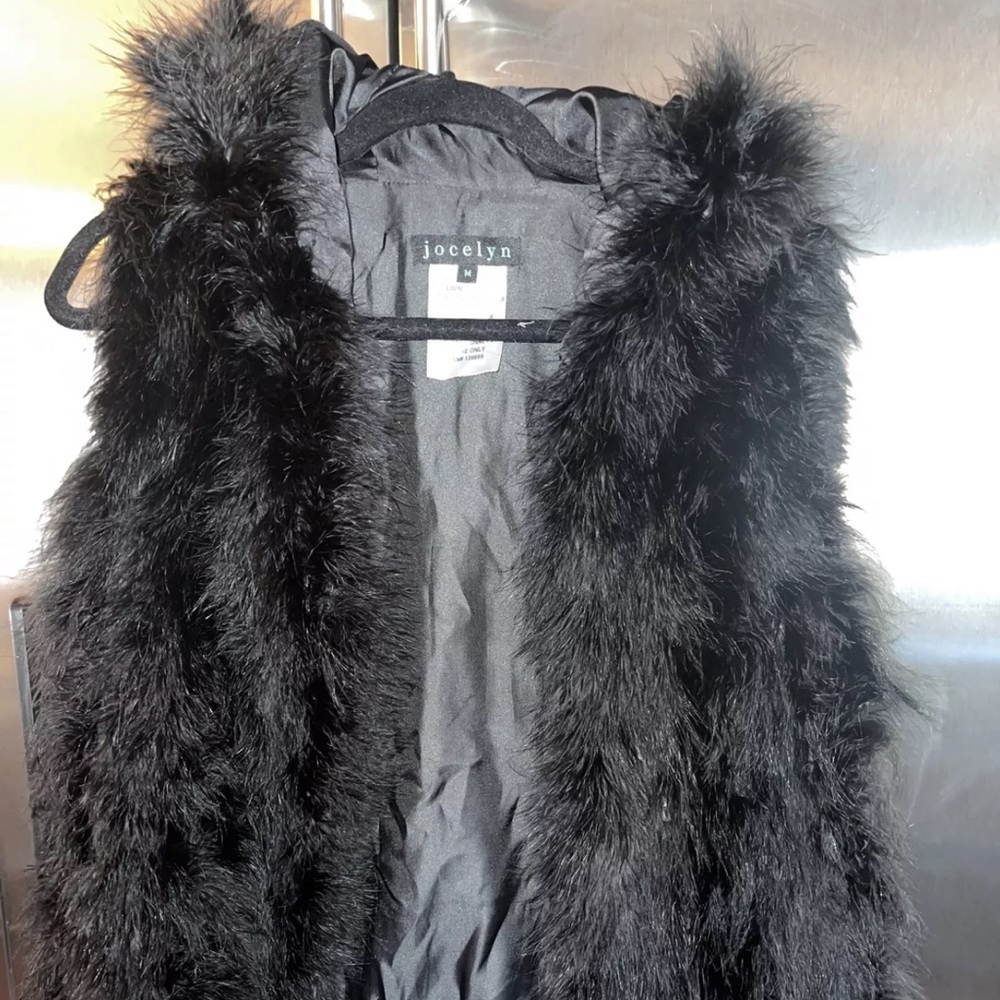 Jocelyn hooded ostrich feather vest